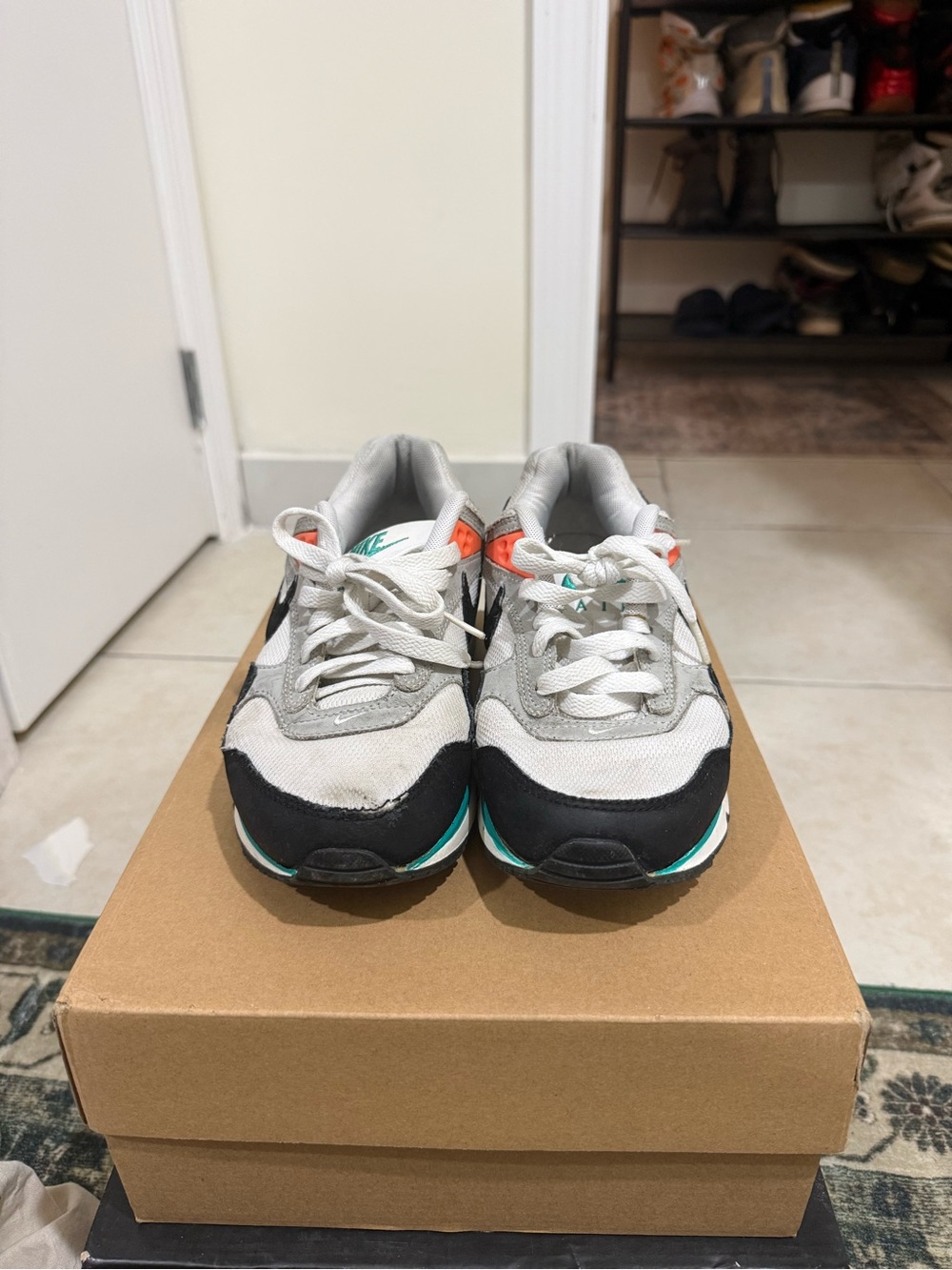 Women Black and Gray Athletic Sneakers with Teal and Orange Accents